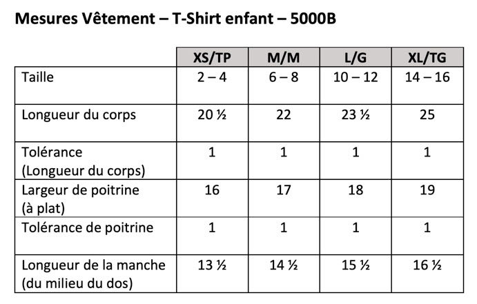 Charte - T-Shirt enfant - 5000B