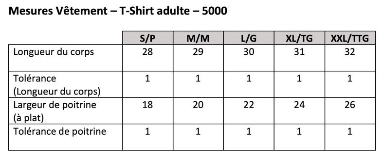 Charte - T-Shirt adulte - 5000